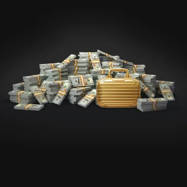 Gouden koffer met geld, beeld van de Nightluck crypto-bonus